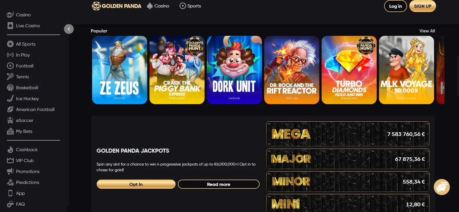 GoldenPanda public homepage header with brand identity and primary navigation