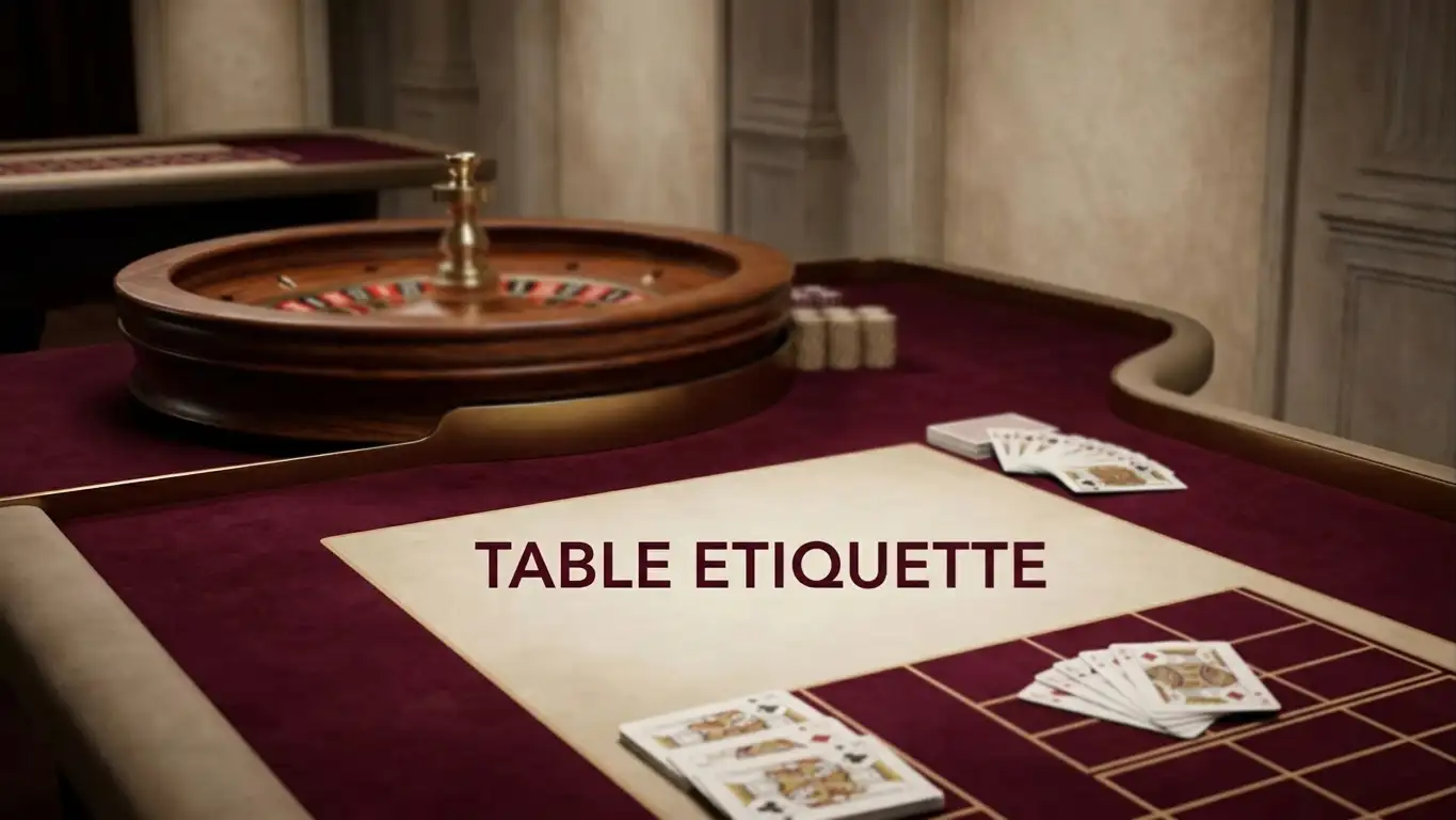Neutral live casino studio with cards, roulette equipment and softly lit tables